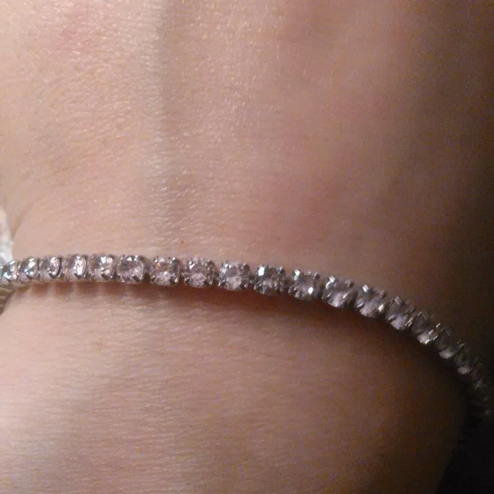 Pink Cubic Zirconia Stainless Steel Tennis Bracelet